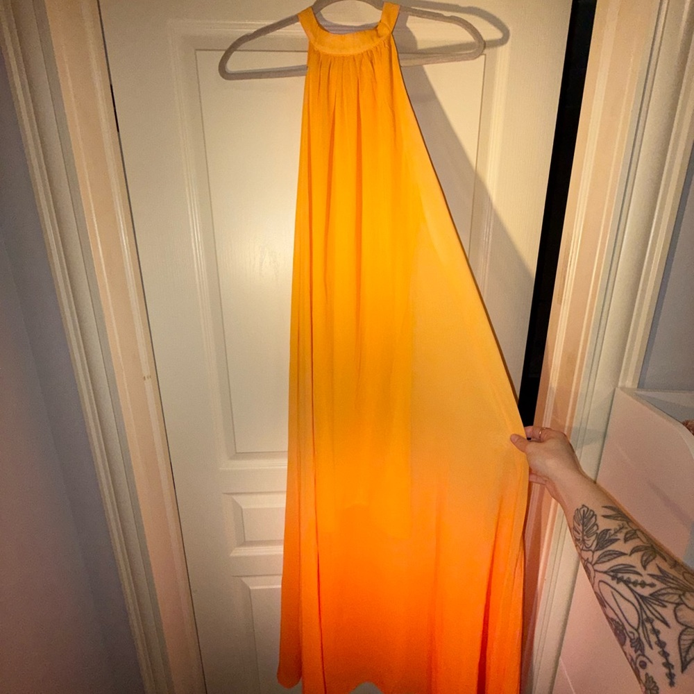 SHEIN Vibrant Orange Halter Maxi Dress